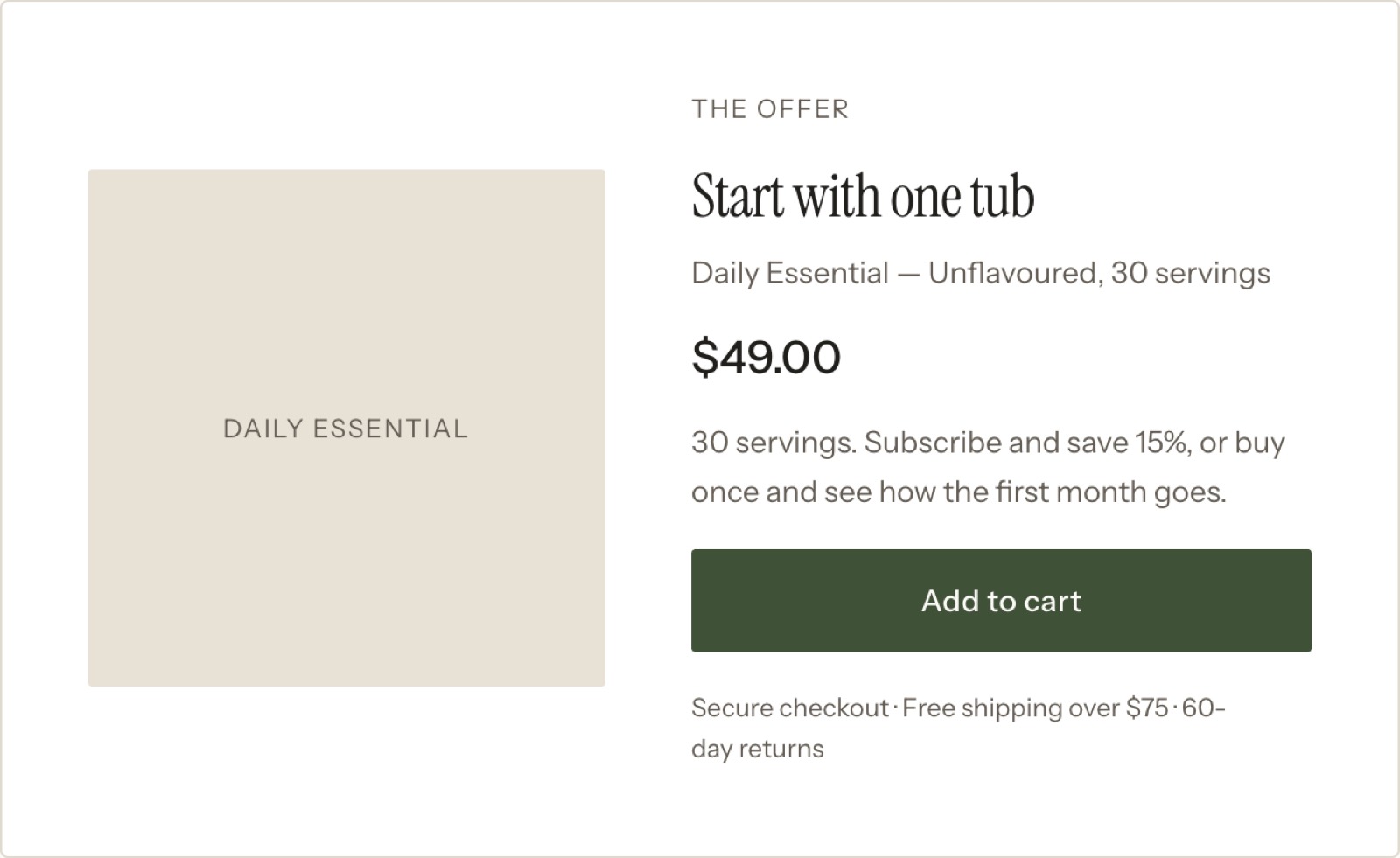 The offer block on the landing page
